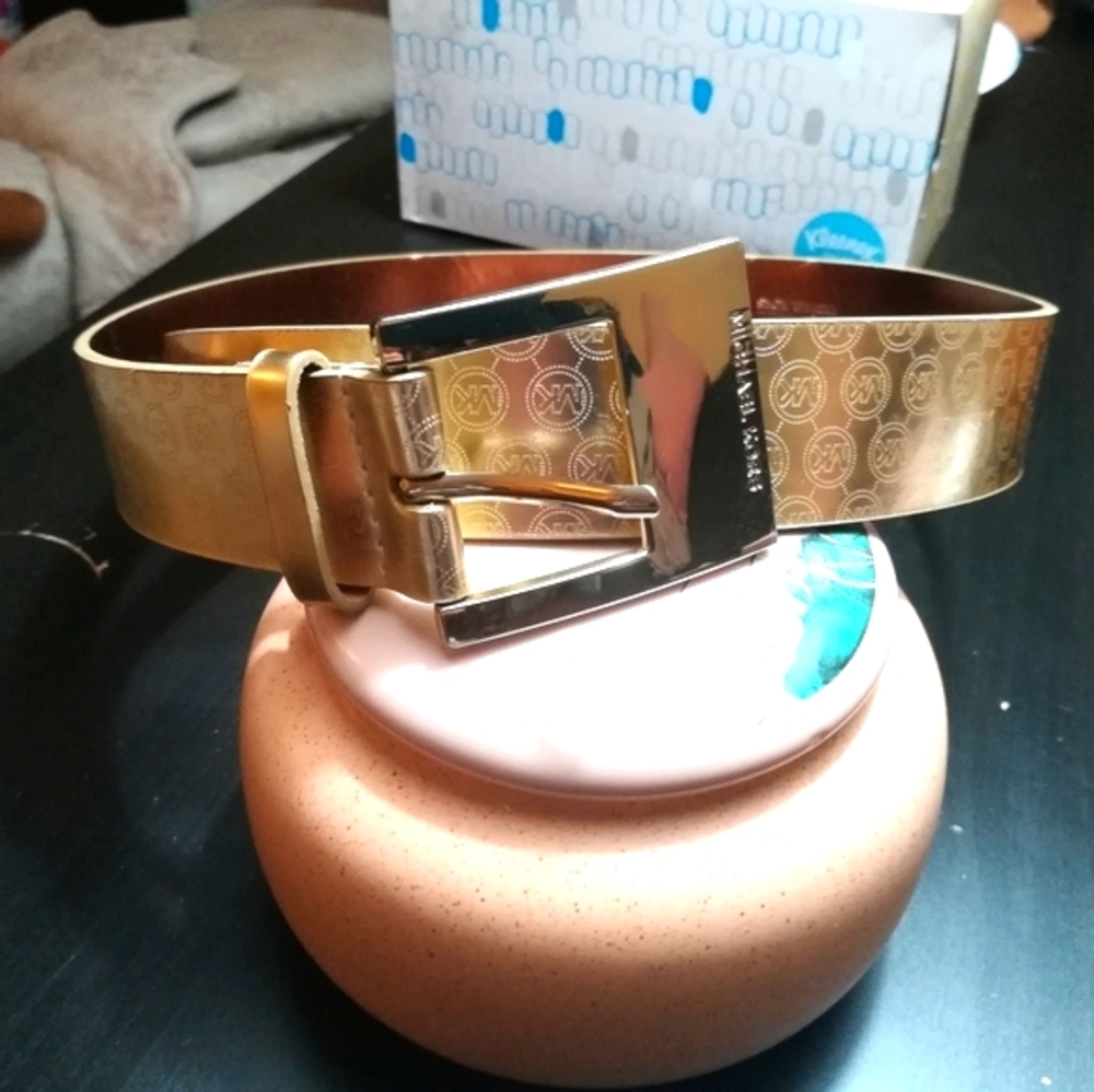 Michael Kors Women Synthetic Leather Gold Belt